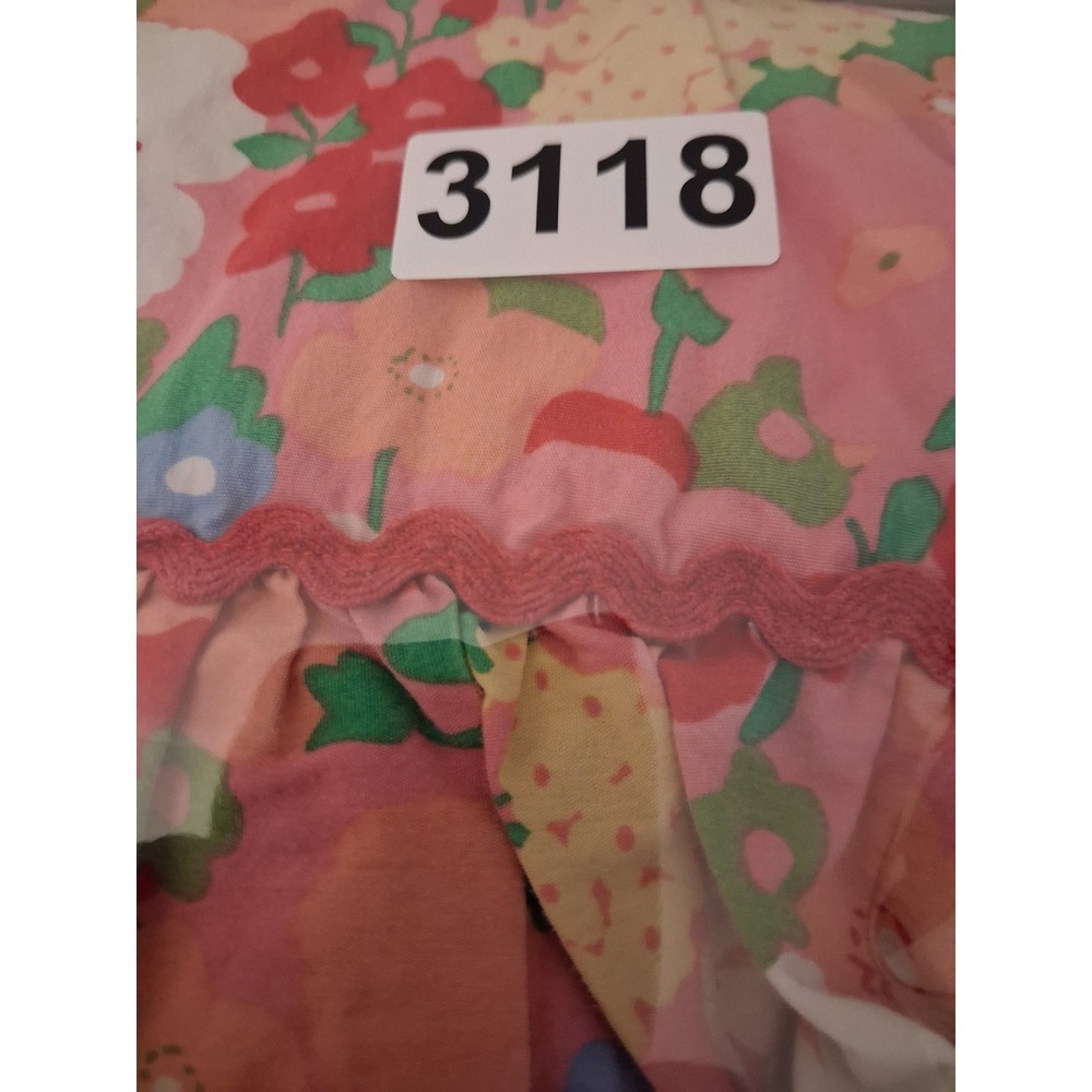 Matilda Jane Girls Pink Floral Smocked Waist Ric-Rac Ruffle Dress Size 6 - Picture 8 of 8